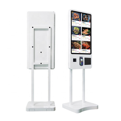 White Self Ordering Kiosk Bill Payment Cash Acceptor Ticket Machine