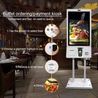 Fast Food Restaurant 32 Inch All In One Touch Self Service Payment Ordering Kiosk